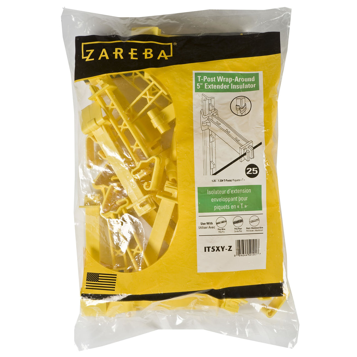 Zareba IT5XY-Z snap-on insulator on a T-post extends wire for clear visibility
