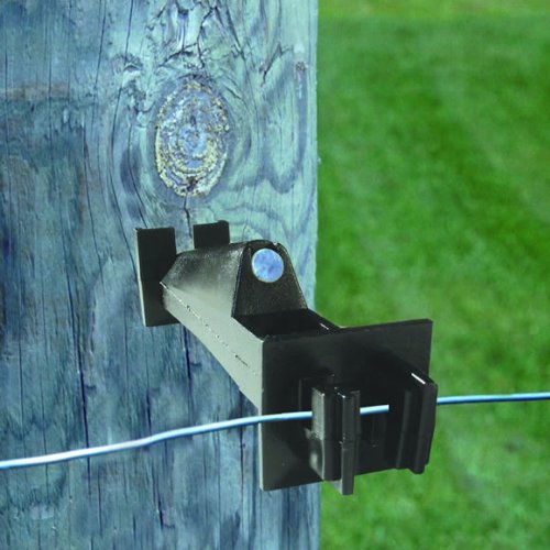 Zareba IW5XNB-Z extender insulator on post with high-tensile wire for proper clearance.
