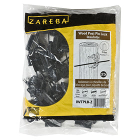 Zareba Pin-Lock fence insulator on a metal post demonstrating secure grip