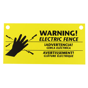 Zareba warning signs-English provide high visibility alert for electric fences.