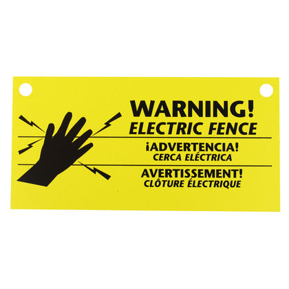 Zareba warning signs-English provide high visibility alert for electric fences.
