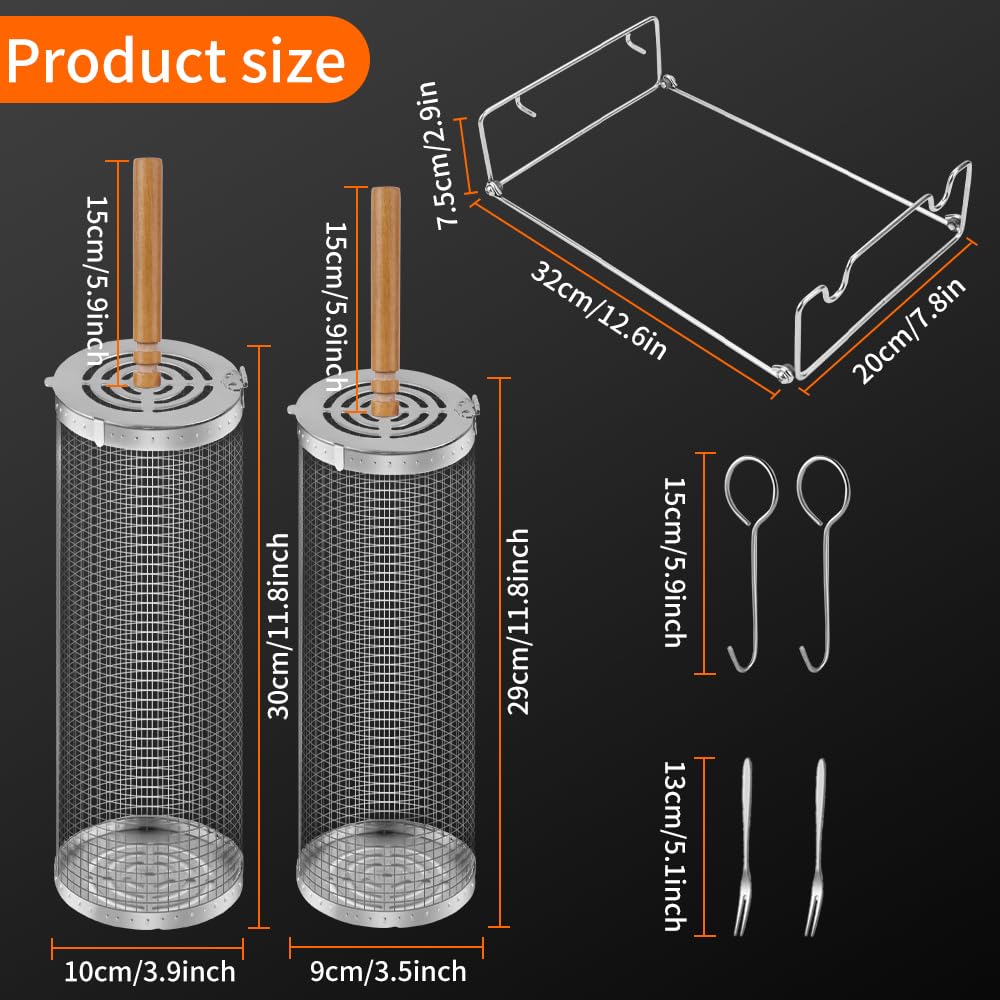 ZASTREXIS rolling grill basket nesting design saves space