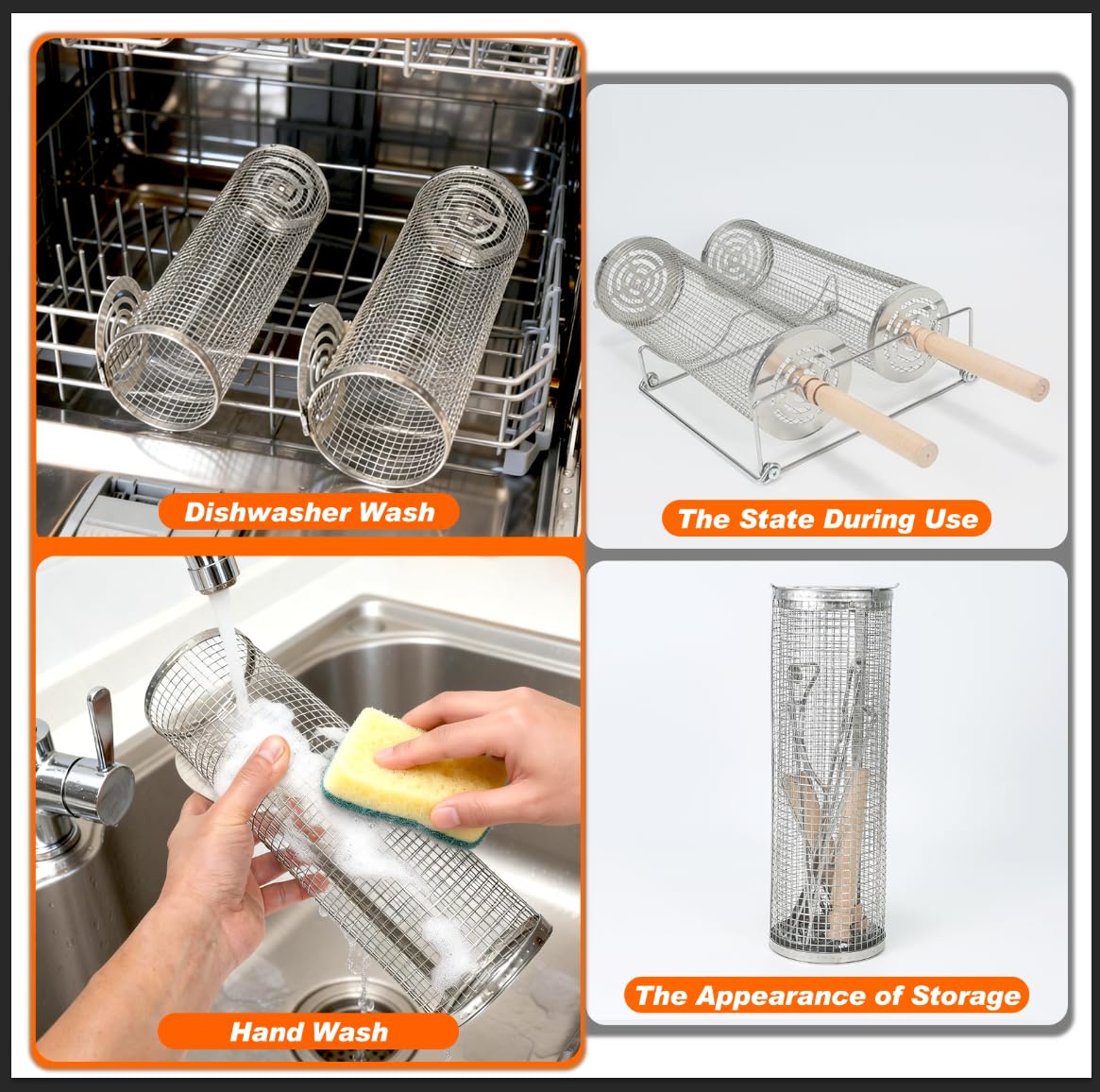 ZASTREXIS rolling grill basket ready for outdoor cooking
