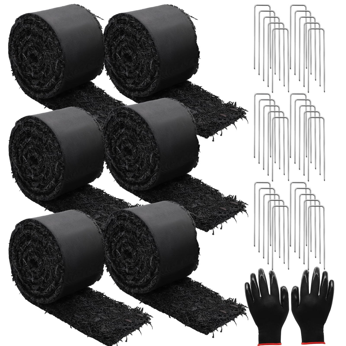 Zatozkar 6-pack rubber mulch mats for quick garden bed edging and weed control.