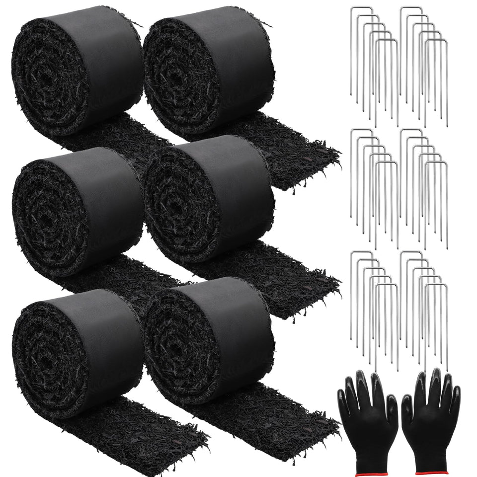 Zatozkar 6-pack rubber mulch mats for quick garden bed edging and weed control.
