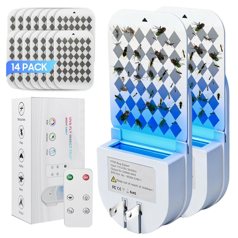 ZAYMAN indoor fly trap front view showing dual devices for wide-room protection