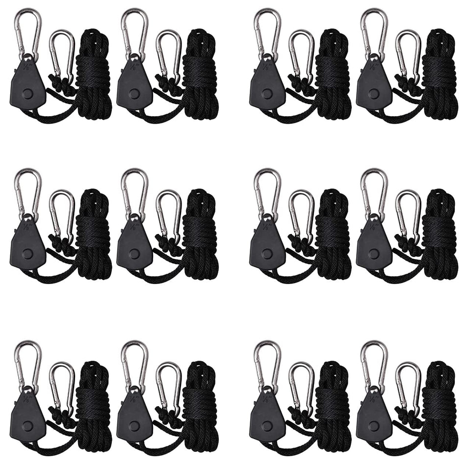 Zazzy rope hanger for grow lights with adjustable height control and secure locking.