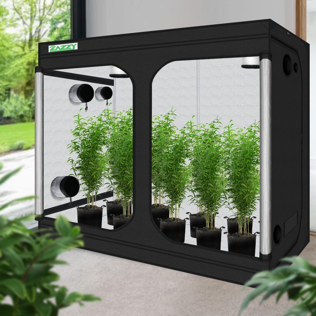 Zazzy Grow Tent interior with 600D Mylar reflects light efficiently