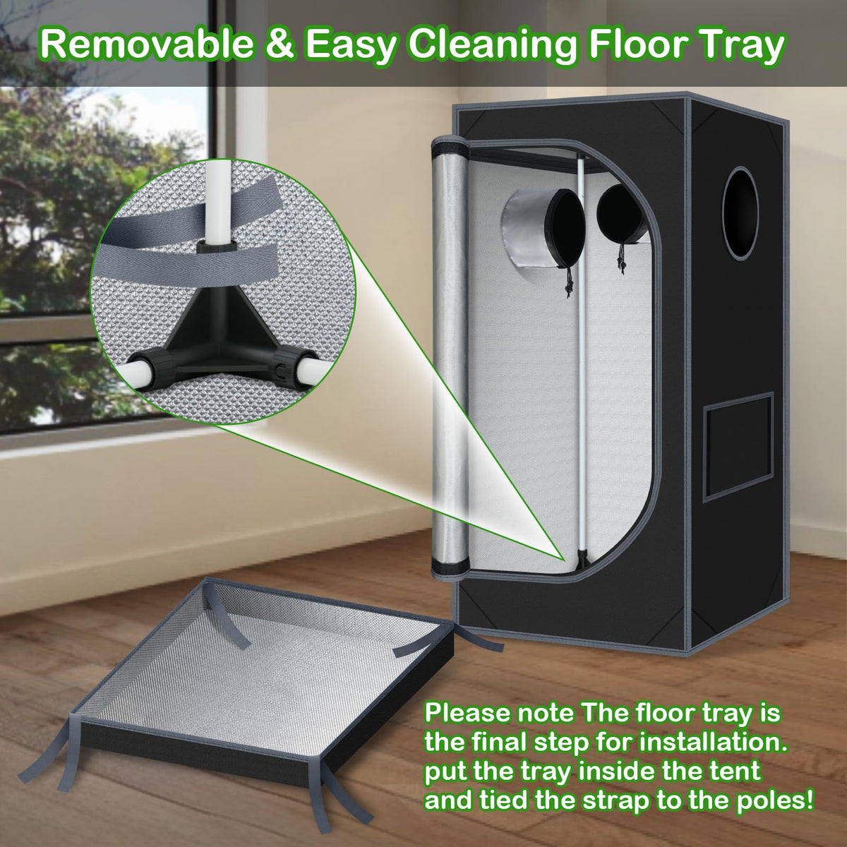 Zazzy grow tent ducting window mesh keeps dust out while venting.