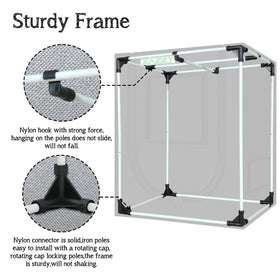 Heavy-duty frame provides sturdy support for growing setups.