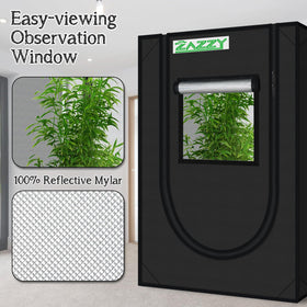 Observation window lets you monitor plant progress without opening the tent.