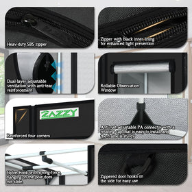 Zazzy Grow Tent interior with reflective 600D mylar for optimal light distribution.