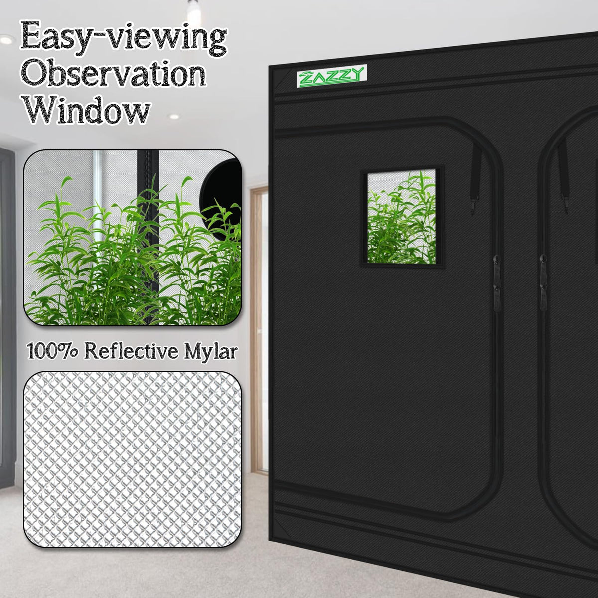 Zazzy Grow Tent sturdy all-steel frame supports heavy equipment