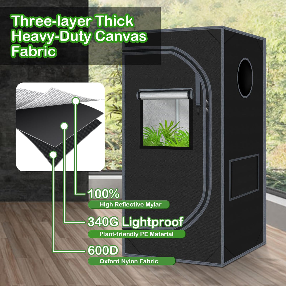 Zazzy grow tent vents and filter area support airflow management and dust protection.
