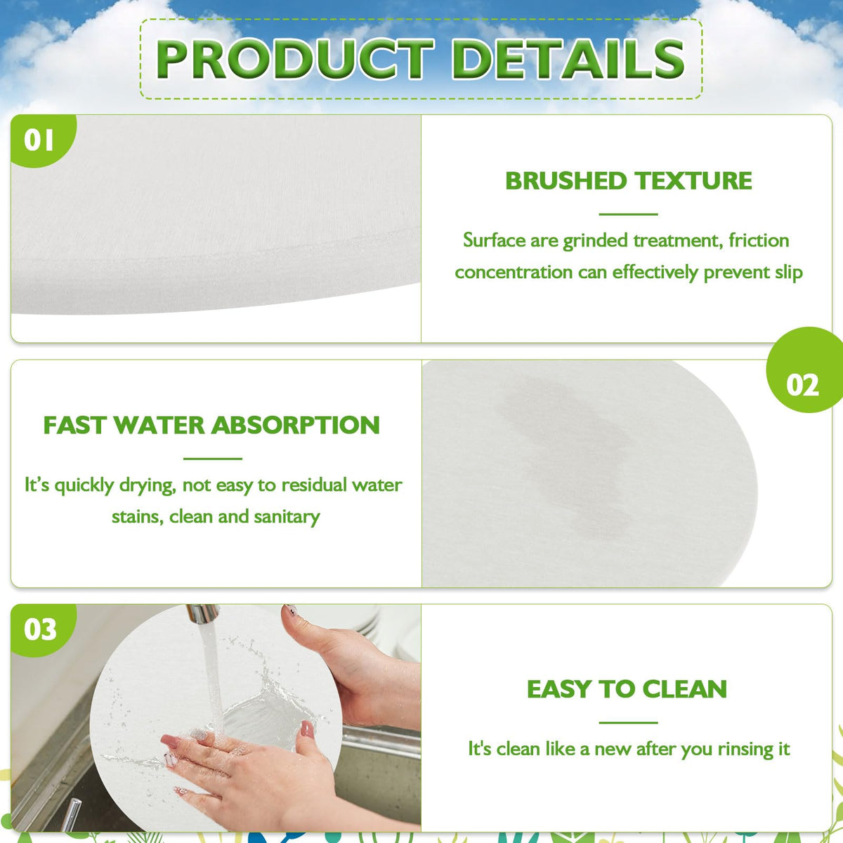 ZBHANSHUIS diatomaceous earth mat in 8-inch round keeps larger pots dry and neat.