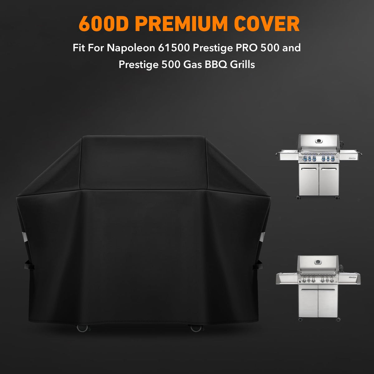 ZBXFCSH Napoleon Prestige 500 cover guards against outdoor wear.