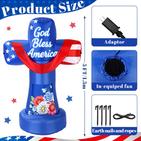 ZeahVeyora patriotic LED lit inflatable lights the yard at night