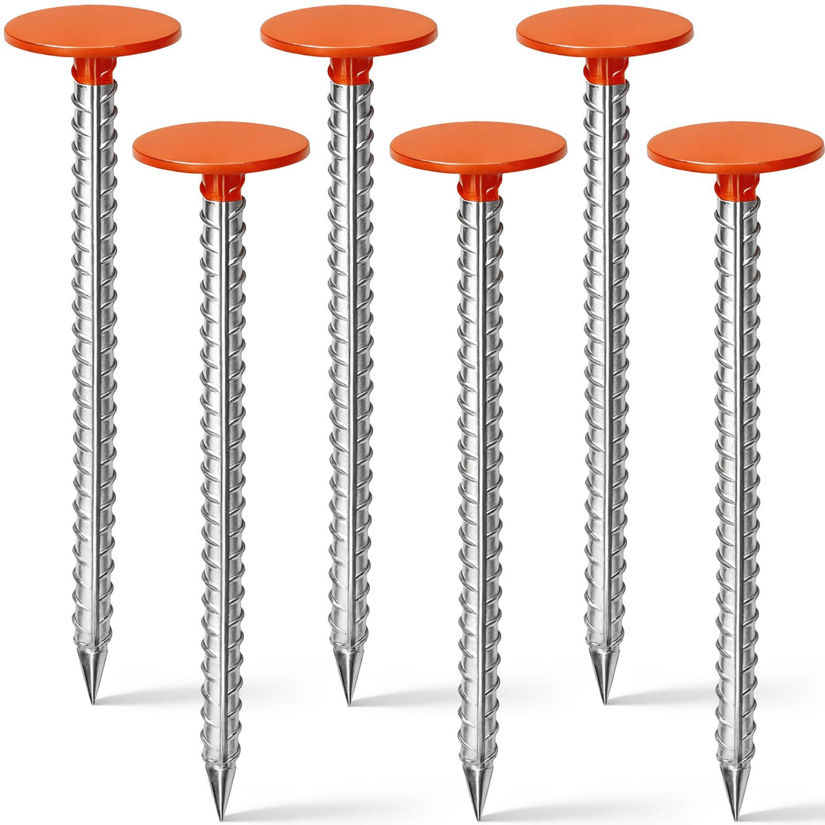Zealor rebar line markers with orange top in soil for precise boundary marking