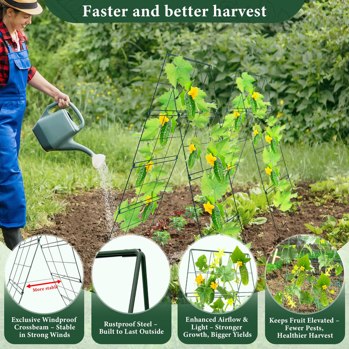 ZeanSciulpt Cucumber Trellis double-sided climbing surfaces enable flexible garden layout