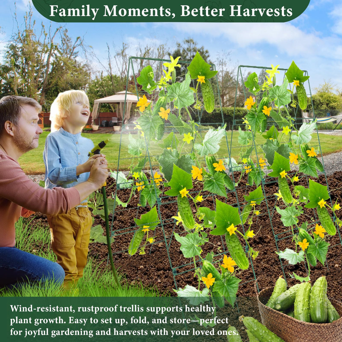 ZeanSciulpt Cucumber Trellis easy-assembly bolts enable quick setup in minutes