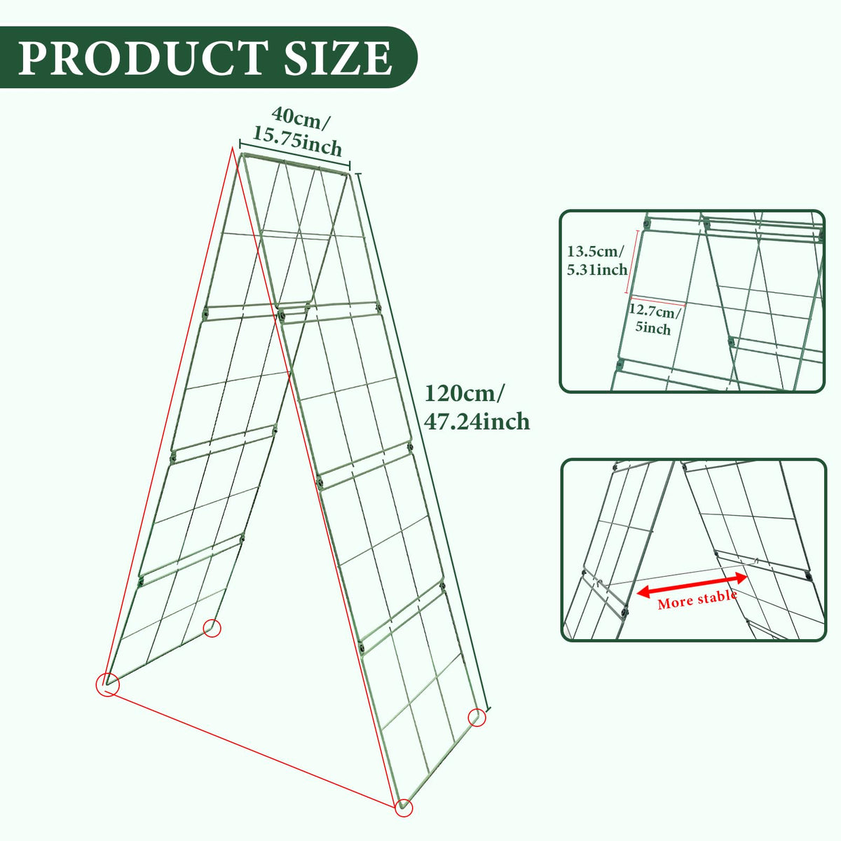 ZeanSciulpt Cucumber Trellis wind-stable crossbeam emphasizes durable design for windy days