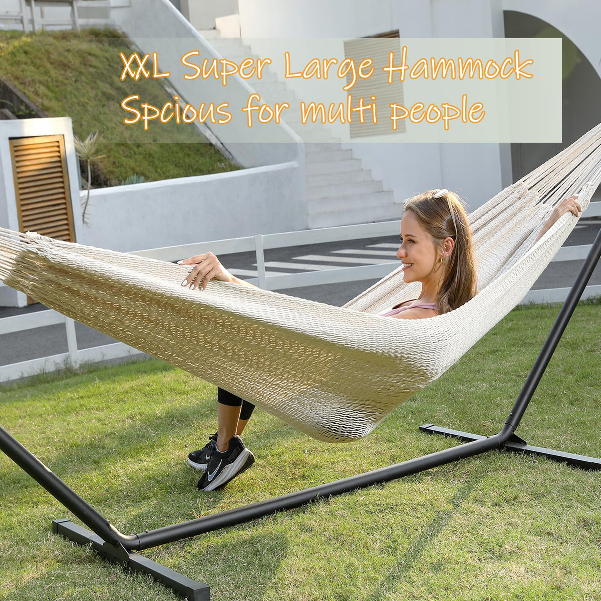 ZEANTZ hammock mounted with sturdy hardware, supports up to 550 lb