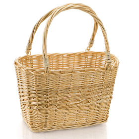 ZEAYEA wicker picnic basket with handle for easy carrying.