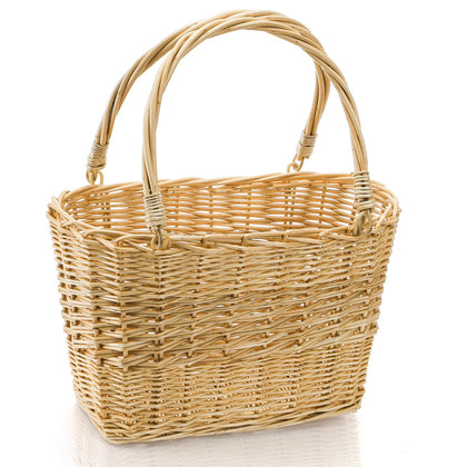 ZEAYEA wicker picnic basket with handle for easy carrying.