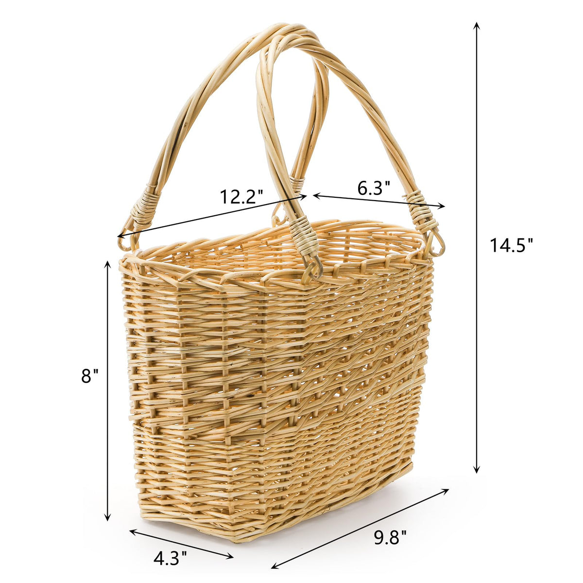 ZEAYEA wicker basket close-up shows durable woven texture.