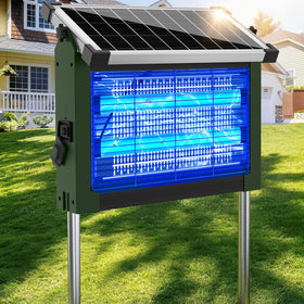 Zechuan Solar Bug Zapper in action on patio for outdoor pest control