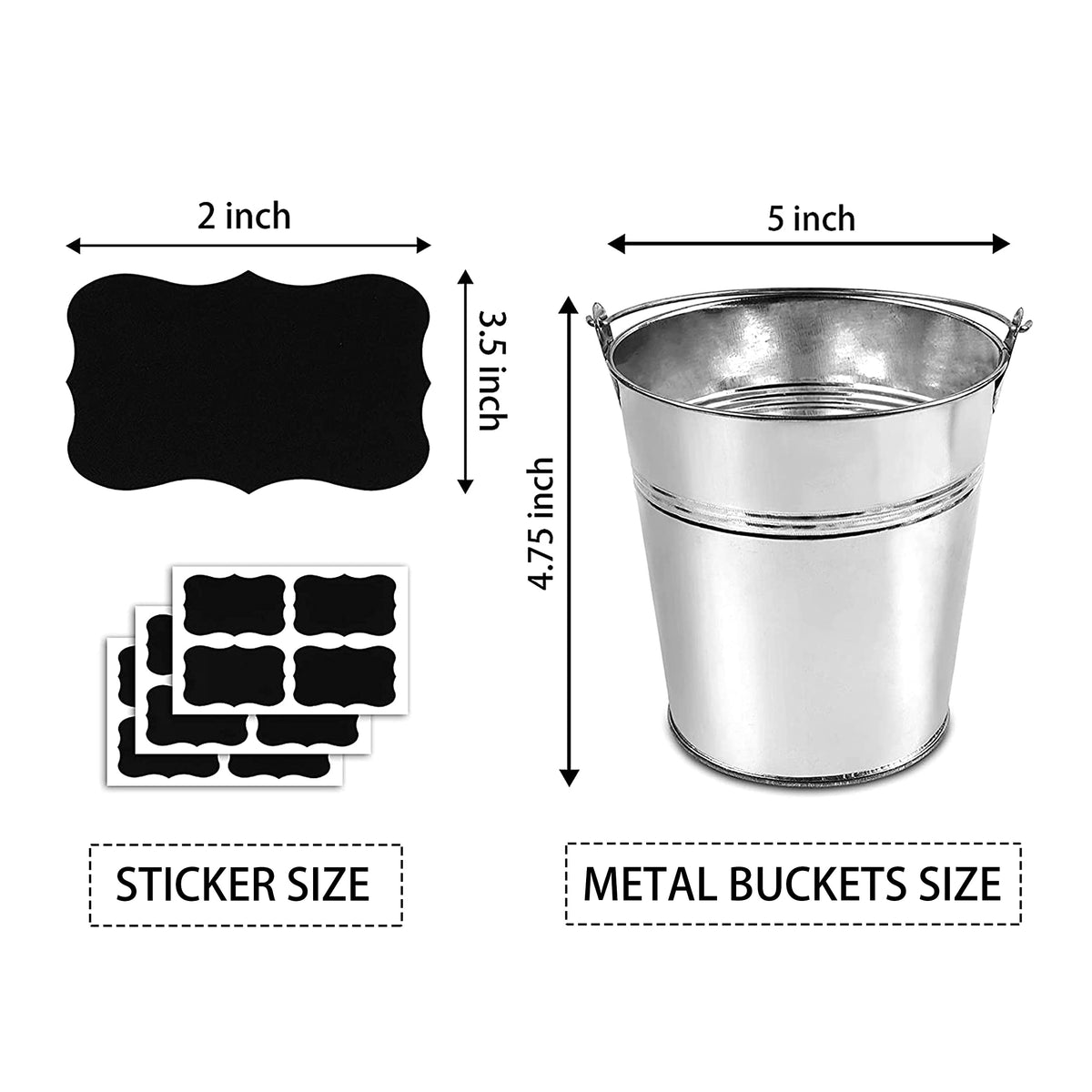 ZEDEV buckets with chalkboard stickers for labeling herbs, flowers, or decor.