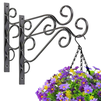 ZEECER 12-inch outdoor bracket on wall supports a vibrant plant basket