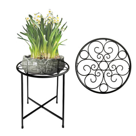 ZEECER plant stand top view with round 15-inch footprint for versatile display