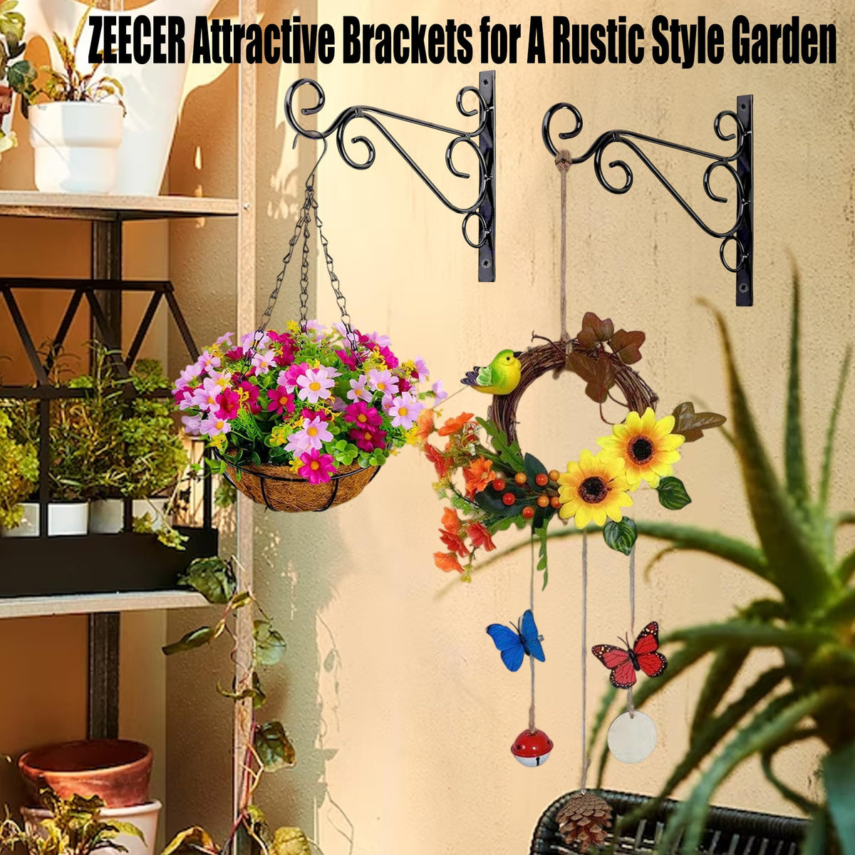 ZEECER triangular-design wall hook holds lanterns and baskets