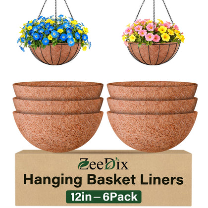 ZeeDix 12-inch coconut liner pack in a planter showing easy installation and balanced moisture