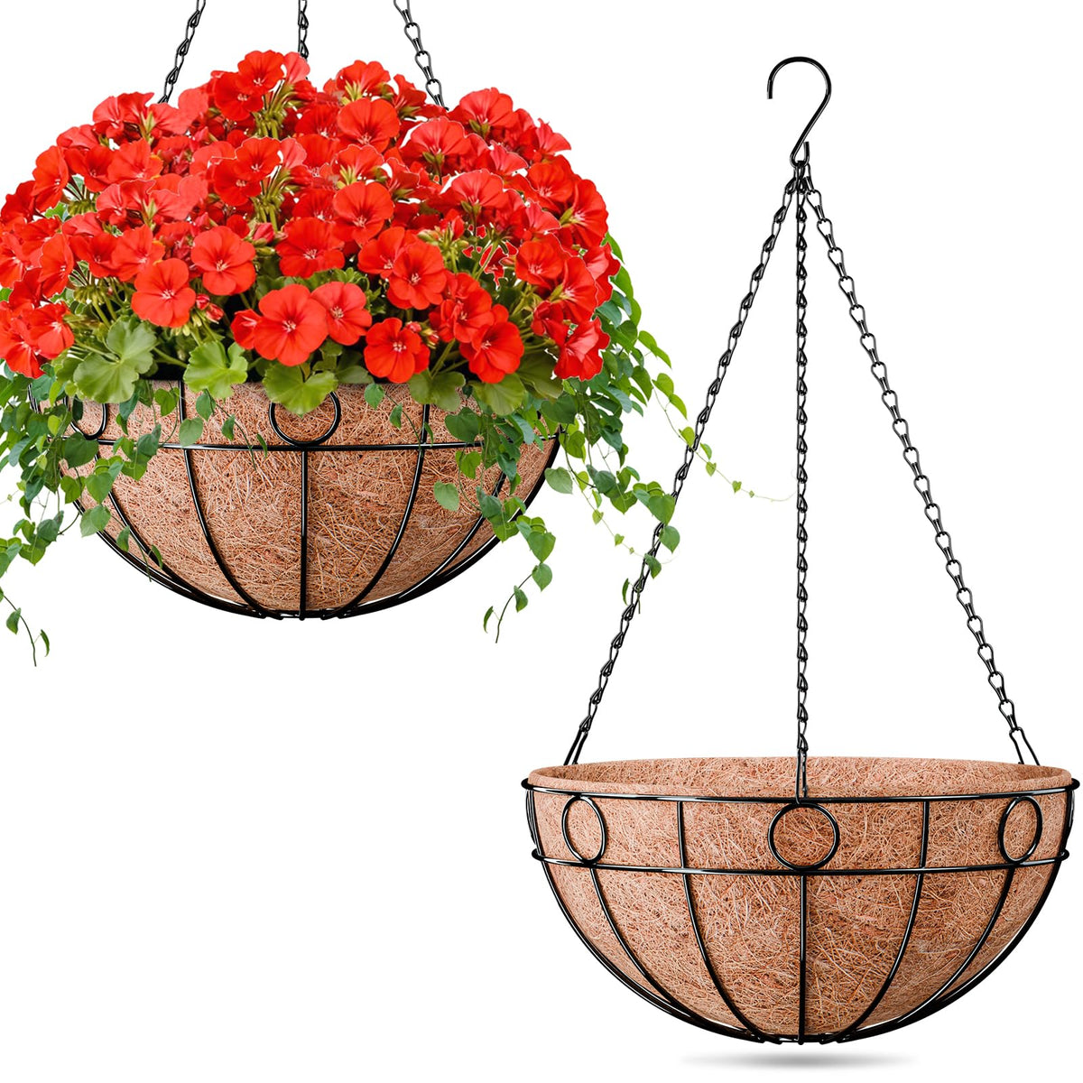 ZeeDix 16-inch hanging basket setup for a lush patio display
