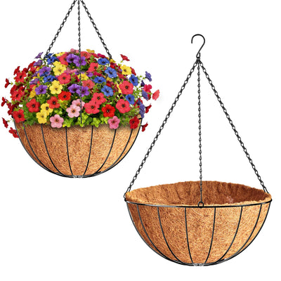 ZeeDix 2-pack hanging basket with coconut liner boosts airflow for healthy roots.