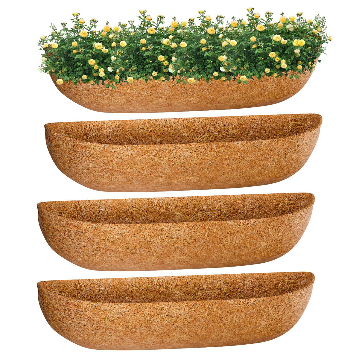 ZeeDix 36-inch trough coconut liner pack ready for planter use, promoting healthy drainage.