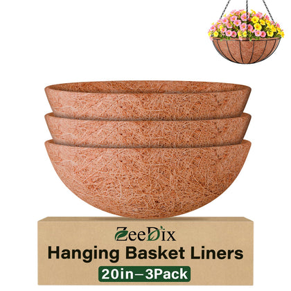 ZeeDix 3-pack coconut liner close-up shows natural breathable coco fiber