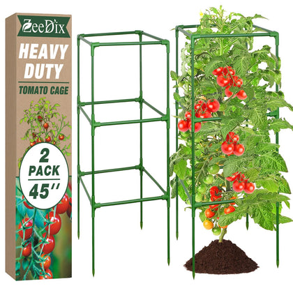 ZeeDix 45-inch tomato cages 2-pack provide sturdy, expandable support for climbing vegetables.