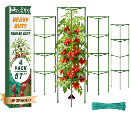 ZeeDix 57-inch tomato cage assembly providing strong plant support for heavy fruit.