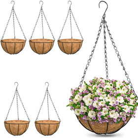 ZeeDix 6-pack 10-inch hanging basket with coconut liner for vibrant outdoor blooms.