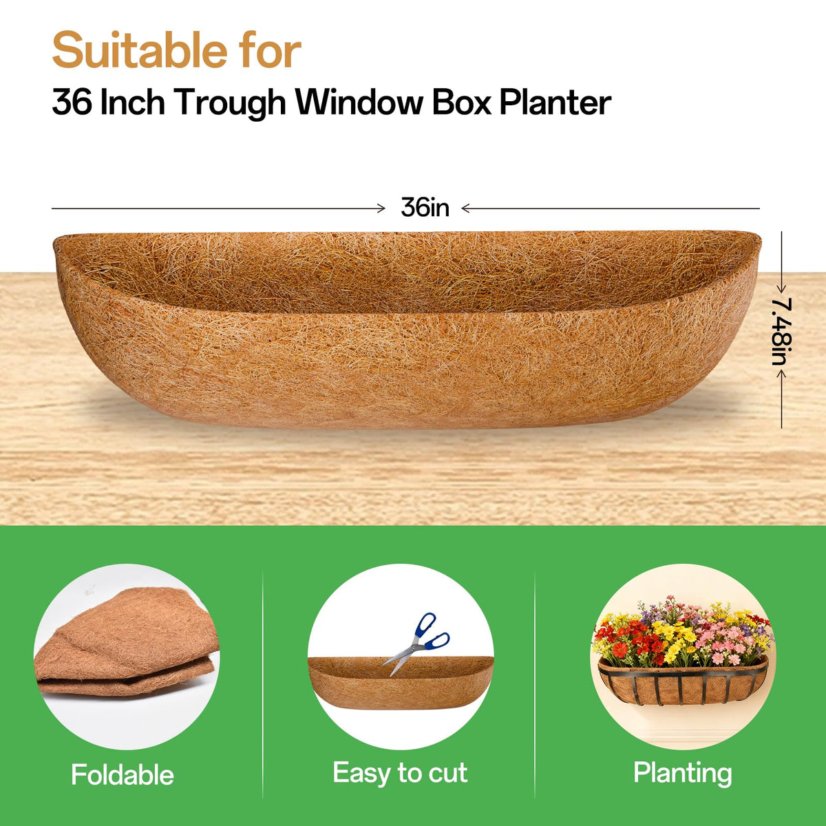 Closeup of natural coconut fiber texture for ZeeDix liners, breathable and durable.