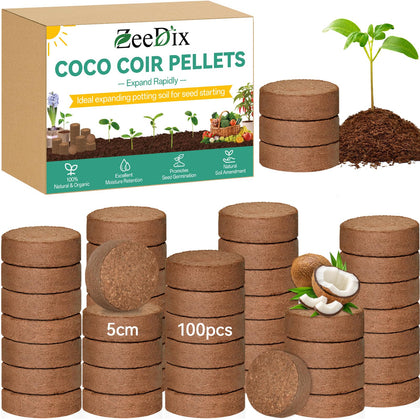 ZeeDix coco coir pellets expanding into airy seed-starting soil for seedlings