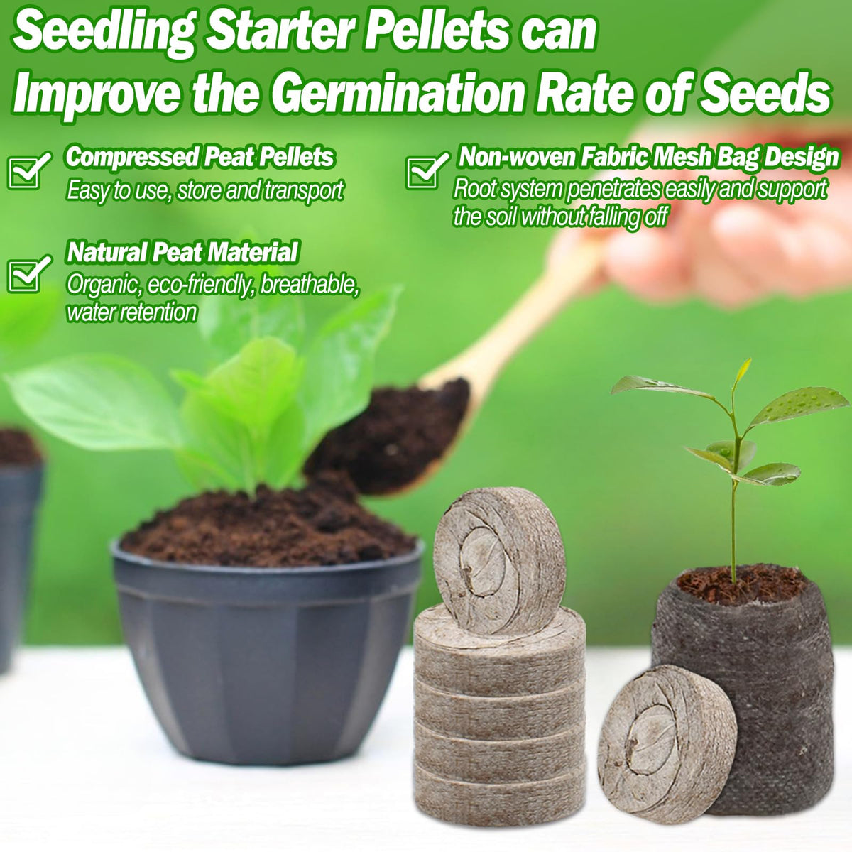 ZeeDix natural peat seed pods with breathable outer fabric for healthy roots.