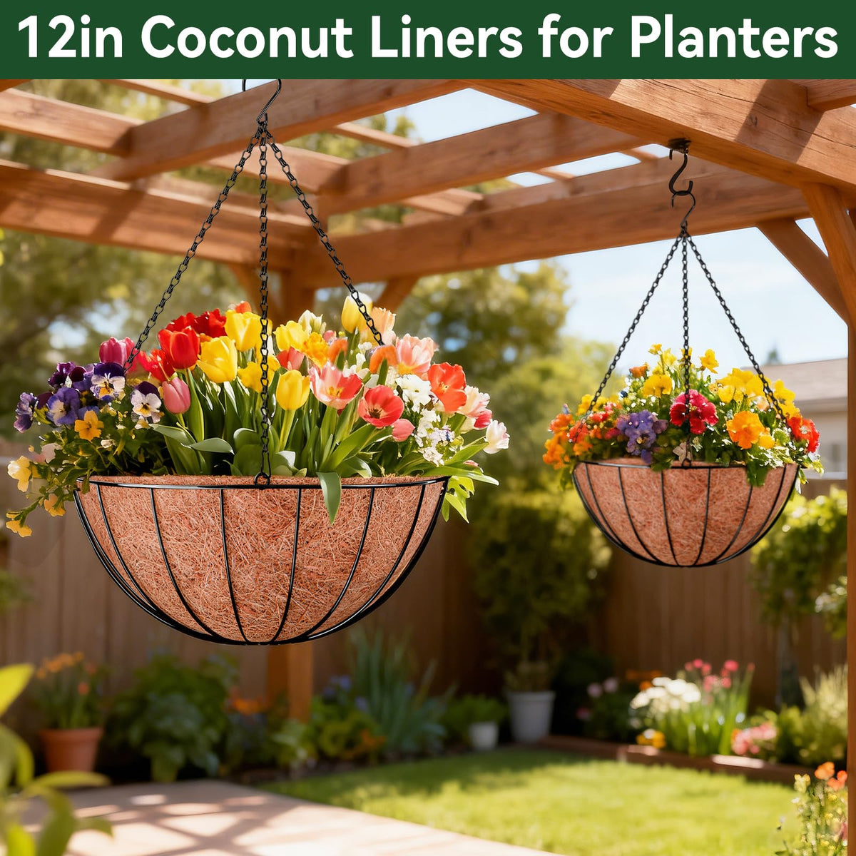 ZeeDix patio-garden setup using coconut liner adds natural texture