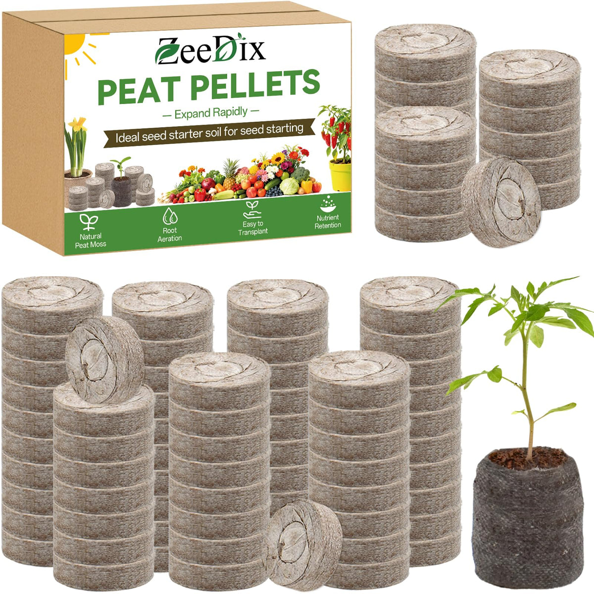 ZeeDix 40 mm seed pellets pack ready for planting and transplanting