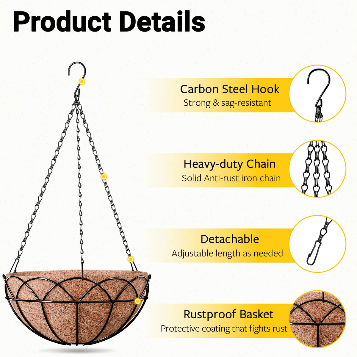 ZeeDix weatherproof iron frame withstands sun and rain for year-round use.