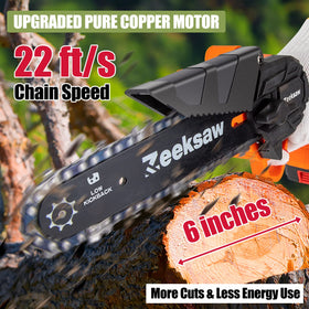 Zeeksaw mini chainsaw with two batteries for extended use.