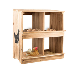 ZeenArt nesting boxes for chickens with four compartments for organized egg laying.